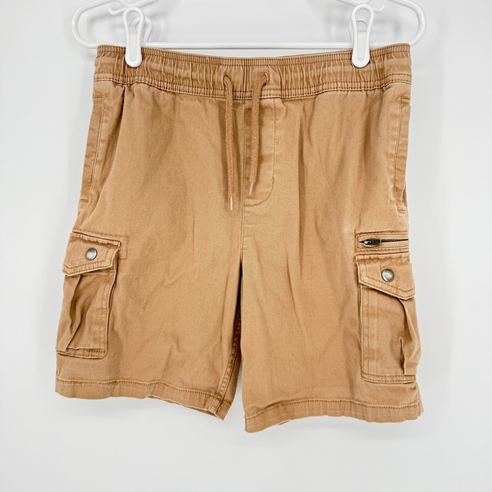 Wonder Nation Boys‎ Husky Size L 10-12 Tan Cargo Shorts Elastic Waist Drawstring